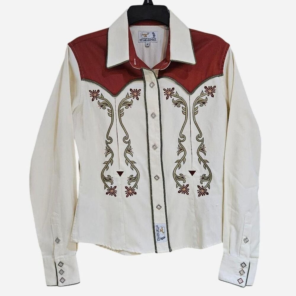 y2k western boho western pearl snap panhandle slim shirt